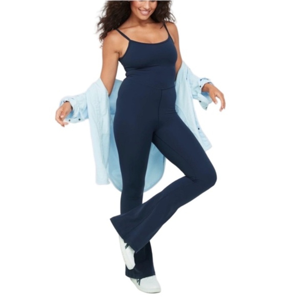 Aerie Real Me Navy Blue Xtra Flare Jumpsuit